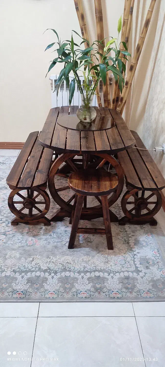 میز نهار خوری چوبی|میز و صندلی غذاخوری|شیراز, شهرک جماران|دیوار