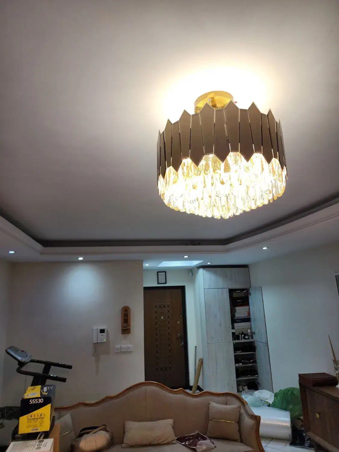 دو عدد لوستر کریستالی پر نور با کنترل|لوستر و چراغ آویز|تهران, طرشت|دیوار