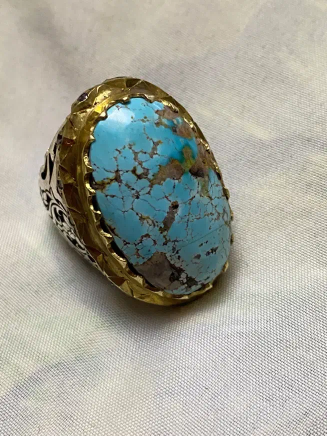 انگشتر فیروزه نیشابوری درشت قواره|جواهرات|اردبیل, |دیوار