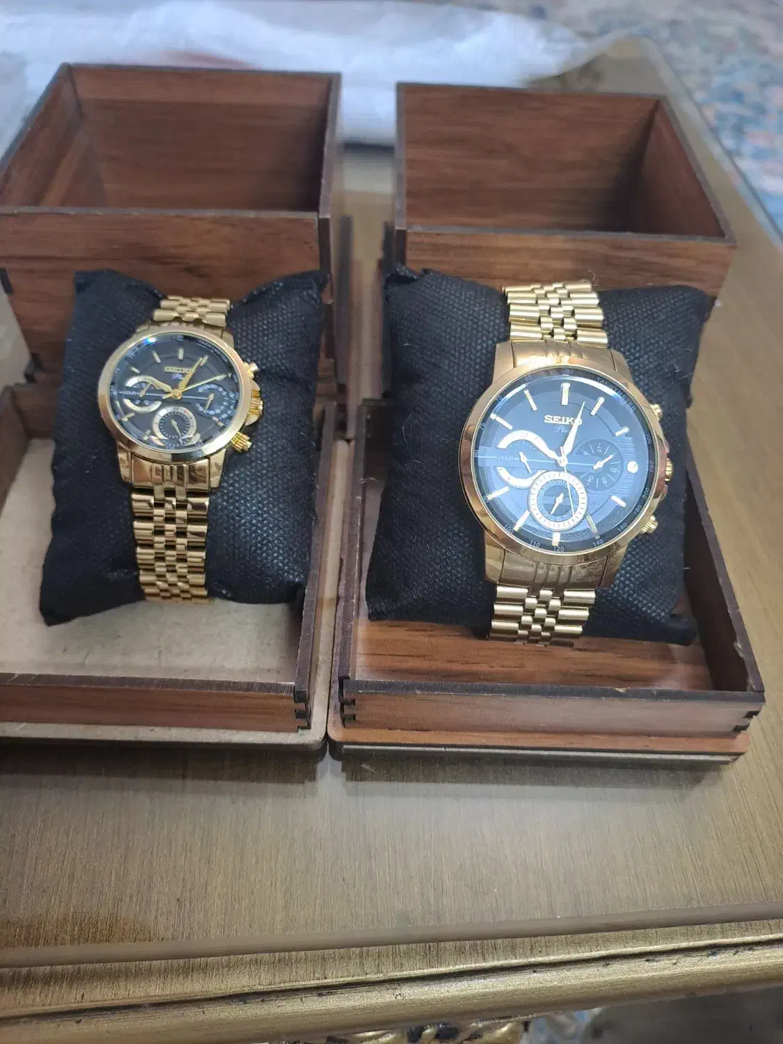 ساعت ست عروس و داماد طلایی استیل مدل ۱۴۰۴ سیکو|ساعت|تهران, تولید دارو|دیوار