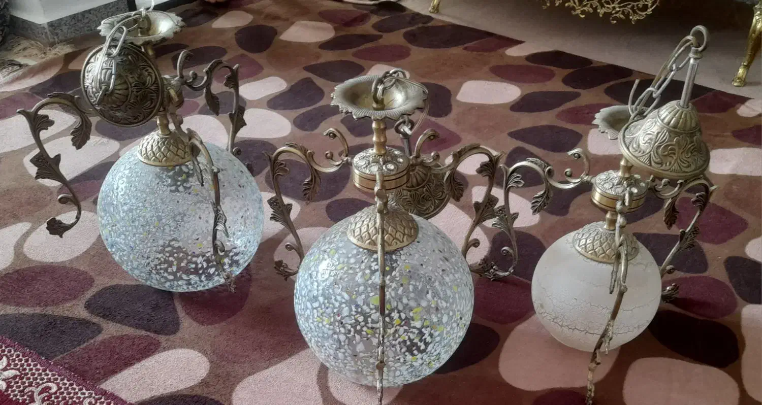 لوستر برنزی اصل|لوستر و چراغ آویز|نقده, |دیوار