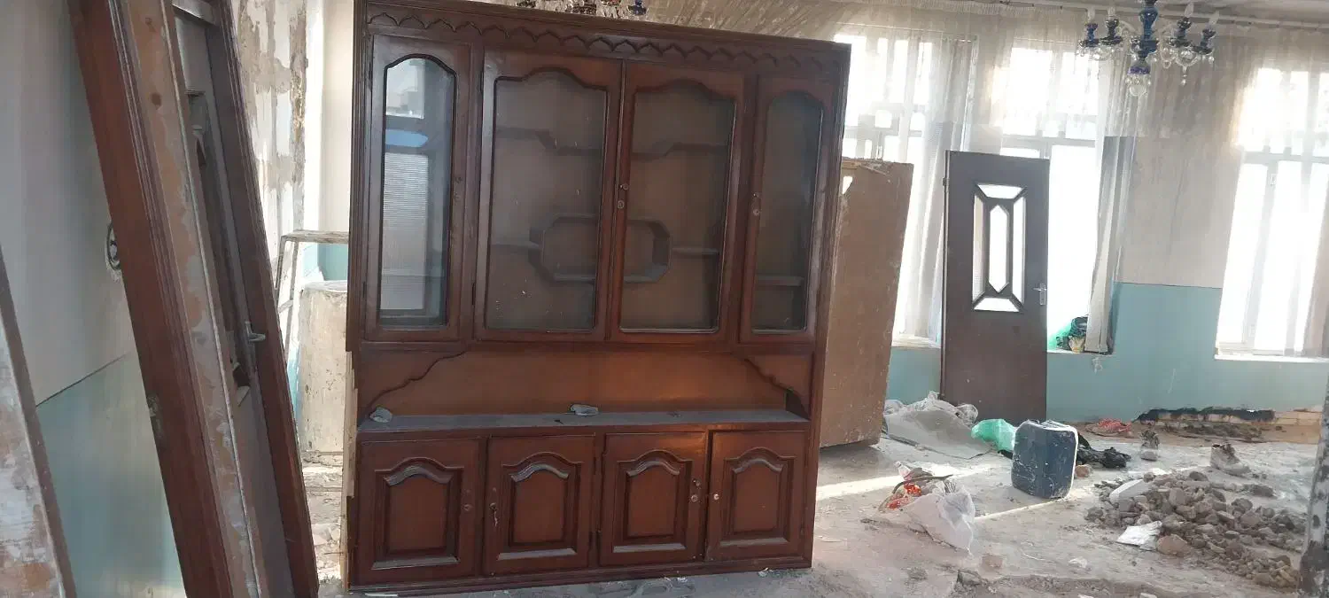 دو عدد ویترین کتابخانه چوب سالم|کتابخانه، شلف، قفسههای دیواری|اردبیل, |دیوار