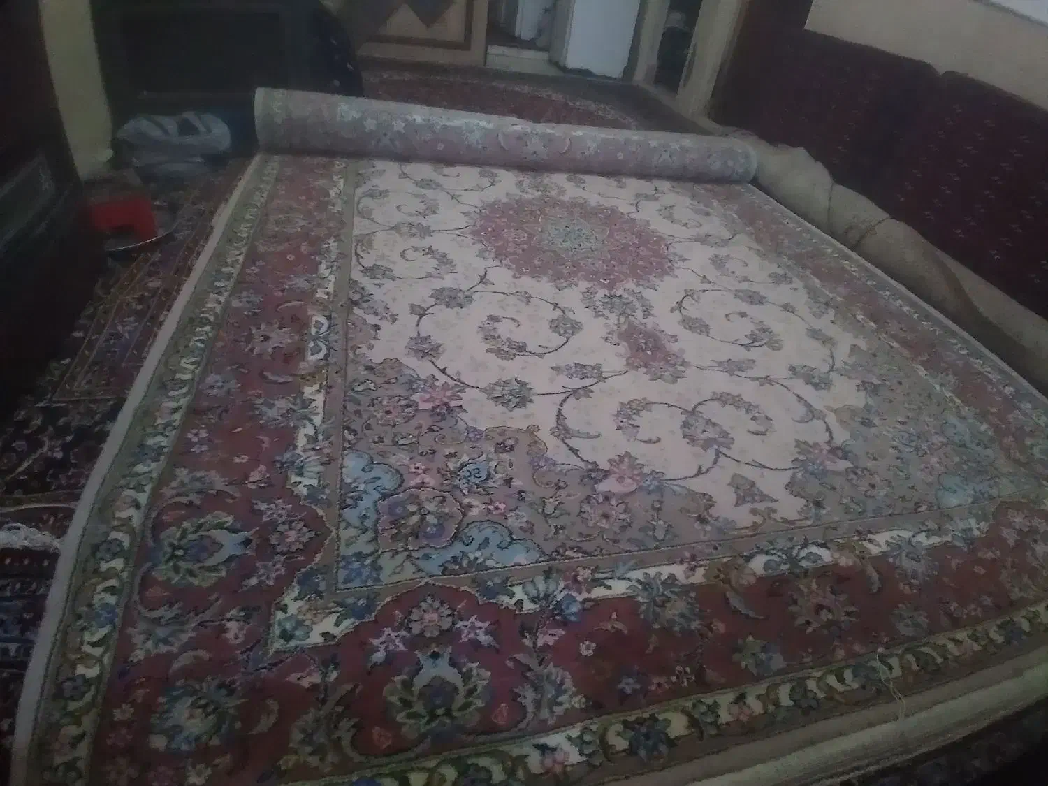 جفت فرش گل ابریشم دستباف کاشان|فرش|کاشان, یحیی آباد|دیوار