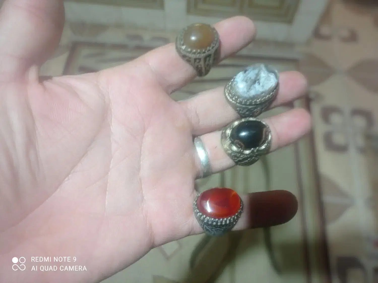 انگشتر عقیق سلیمانی یشم رکاب برنج|جواهرات|برازجان, |دیوار