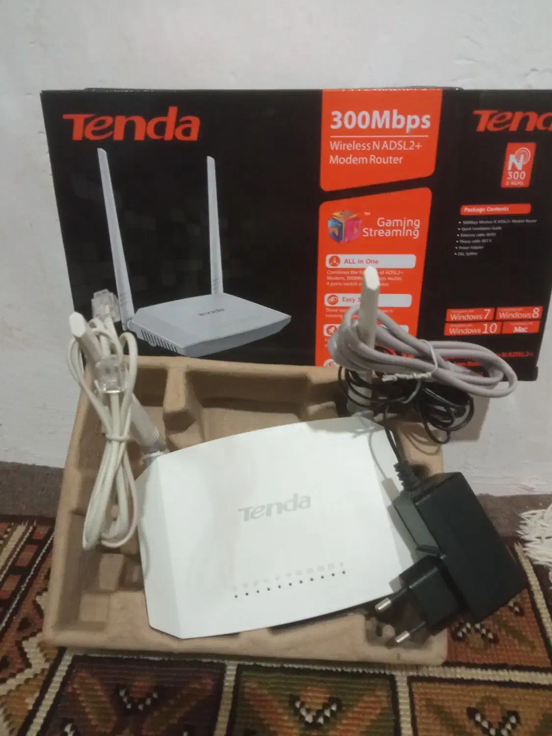 مودم tenda  سالم ودرحد نو با لوازم جانبی وکارتن//|مودم و تجهیزات شبکه|واجارگاه, |دیوار