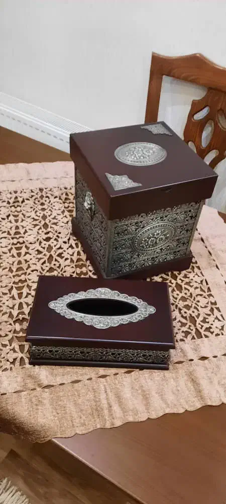 ست سطل زباله و جای دستمال کاغذی بسیار زیبا|صنایع دستی و سایر لوازم تزئینی|رشت, نیکمرام|دیوار