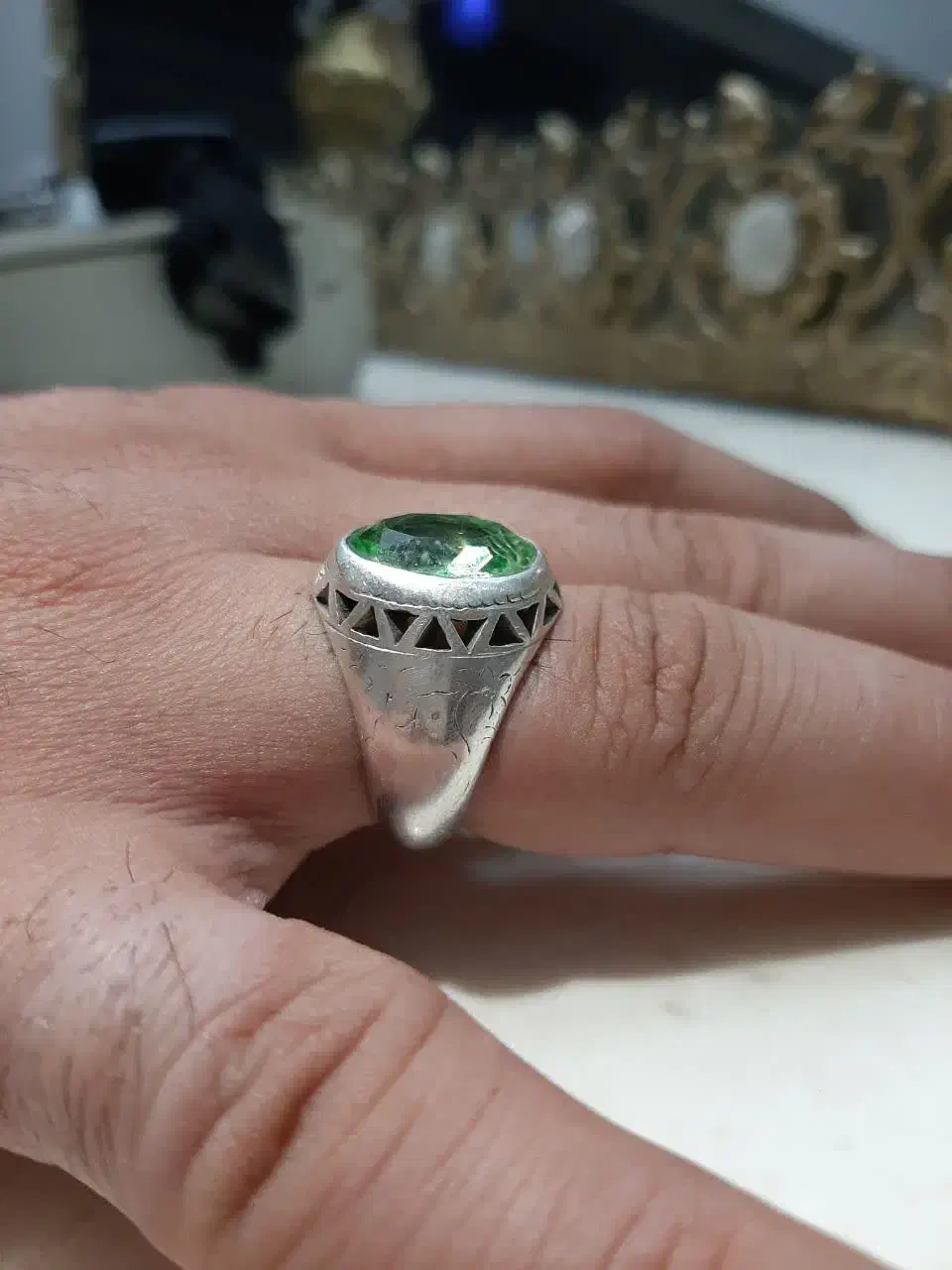 انگشتر آمیتیس سبز کمیاب و فوق کهنه|جواهرات|قم, نیروگاه|دیوار