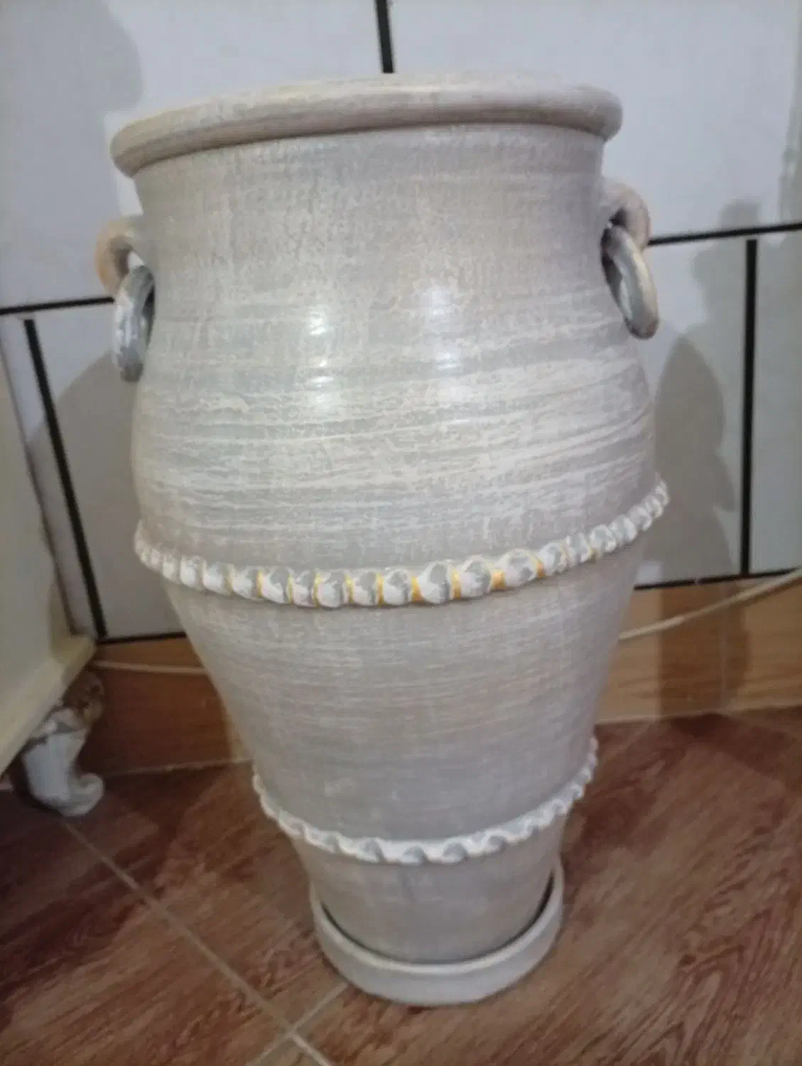 گلدان سفالی پتینه کار دست|گل مصنوعی|گرگان, |دیوار