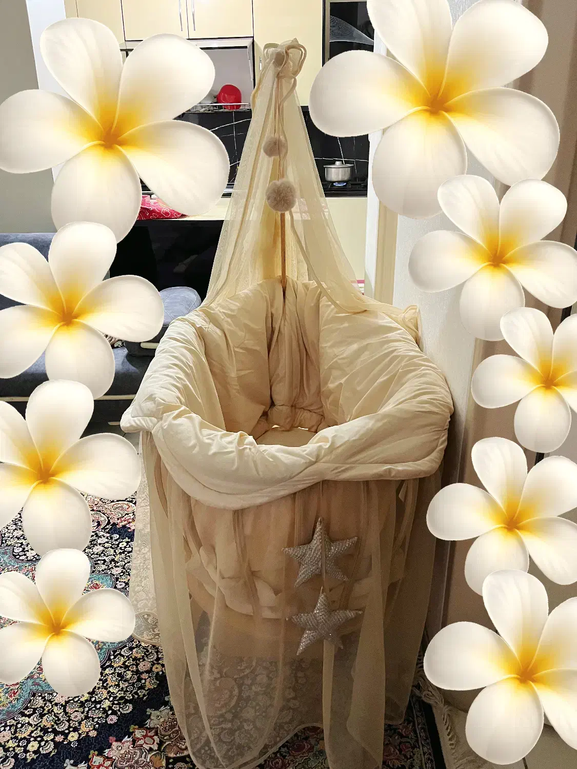 گهواره کنارتختی همراه با پشه بند و سرویس خواب|تخت و سرویس خواب|تهران, خلیج فارس|دیوار