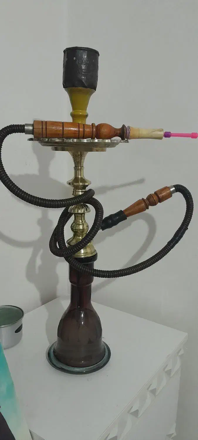 یک عدد قلیان برنجی اصل در شوط|کلکسیون و سرگرمی|شوط, |دیوار