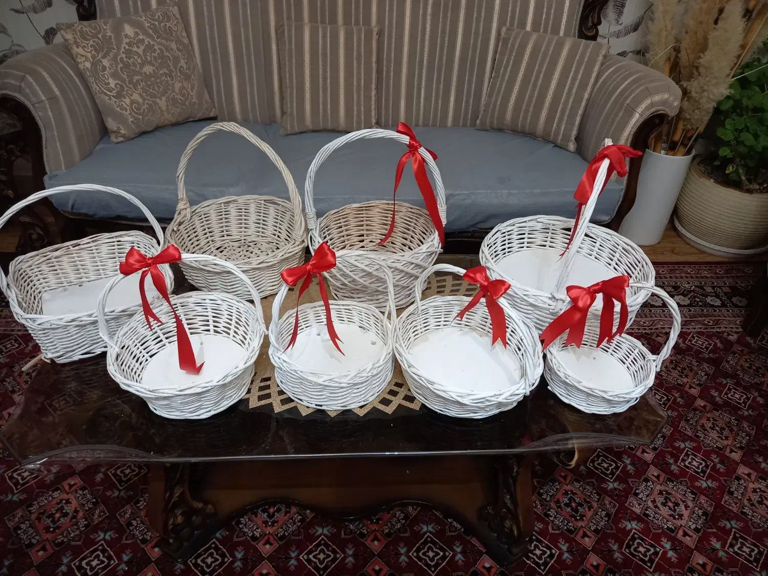 سبد حصیری چوبی ۸ عدد|صنایع دستی و سایر لوازم تزئینی|زنجان, |دیوار