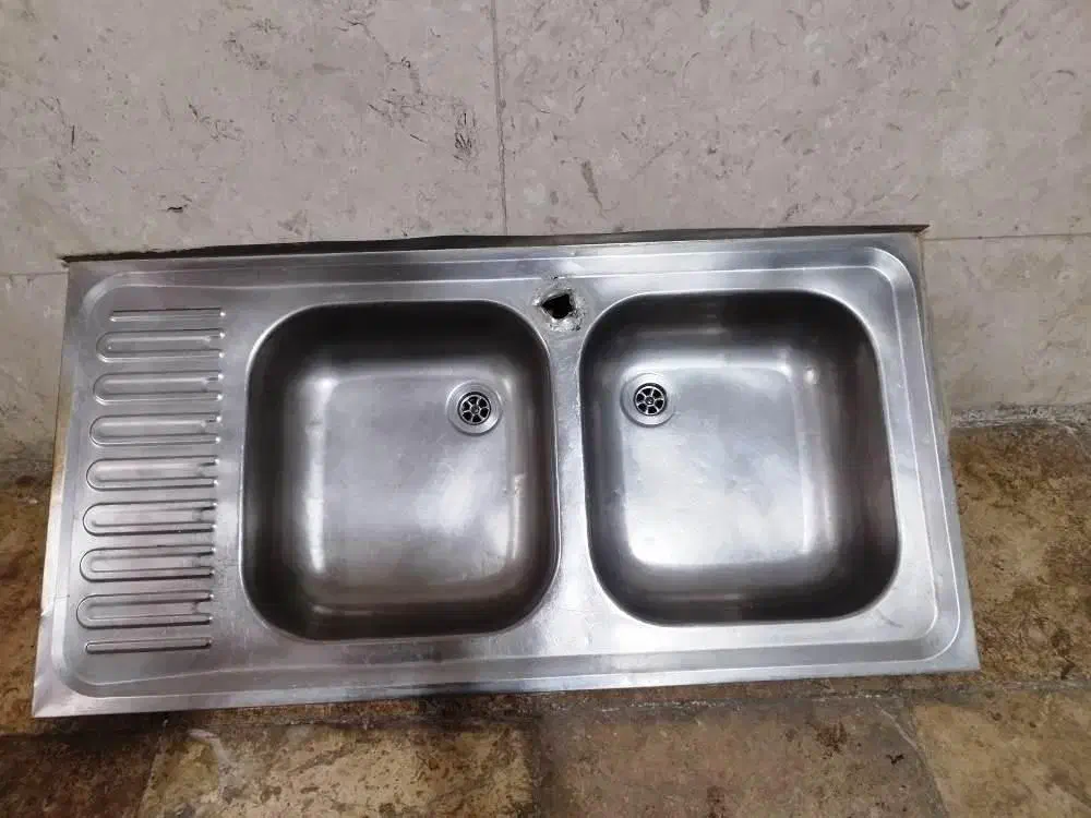 سینک ظرفشویی دو لگن|آب‌چکان و نظم‌دهنده ظروف|تهران, جیحون|دیوار