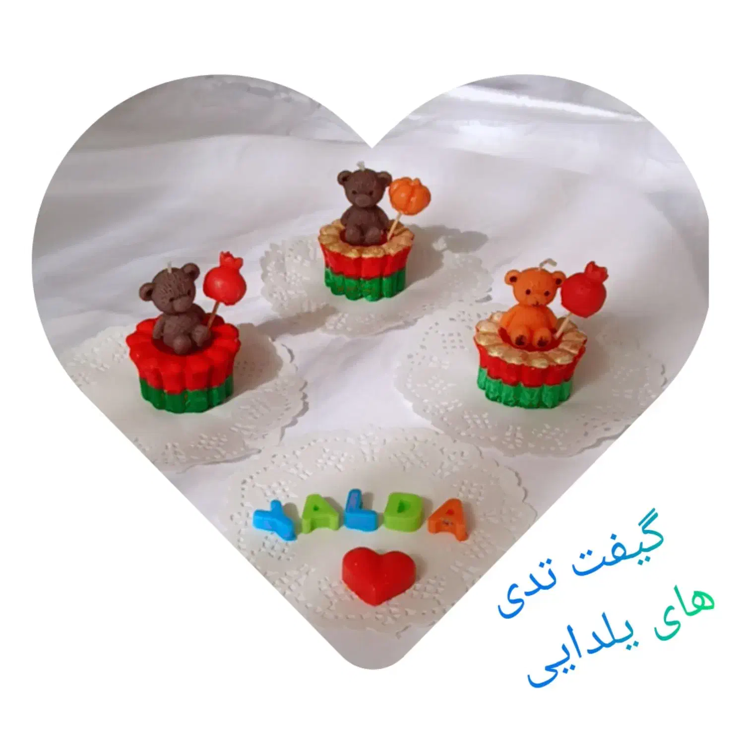 شمع های تدی یلدایی دست سازدرظرف سنگی|صنایع دستی و سایر لوازم تزئینی|کوشکنار, |دیوار