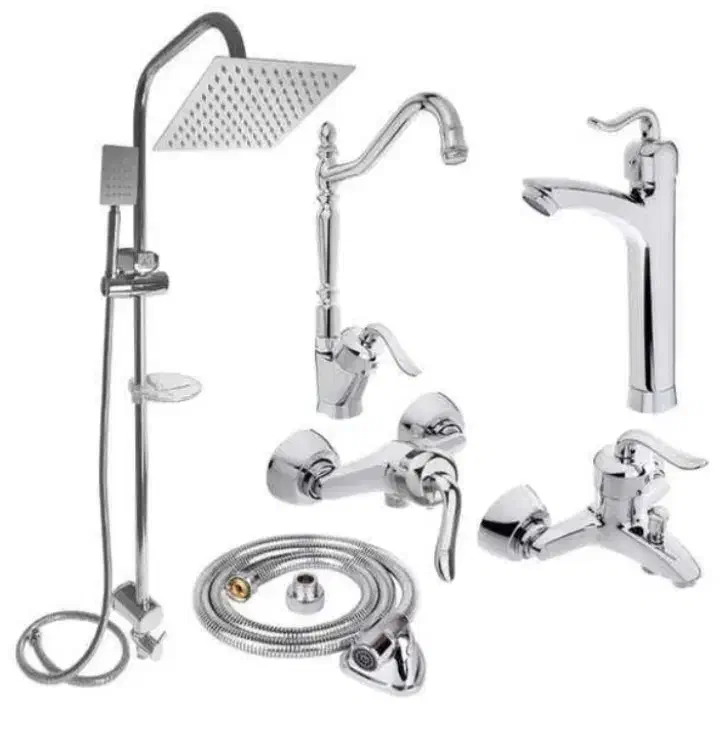 پخش ست شیرآلات کامل با دوش و شیلنگ کاملا پلمپ|لوازم سرویس بهداشتی|آمل, |دیوار