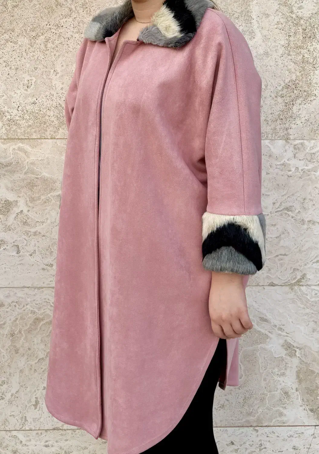 پالتو آستین خزدار تک رنگ|لباس|شهرکرد, |دیوار