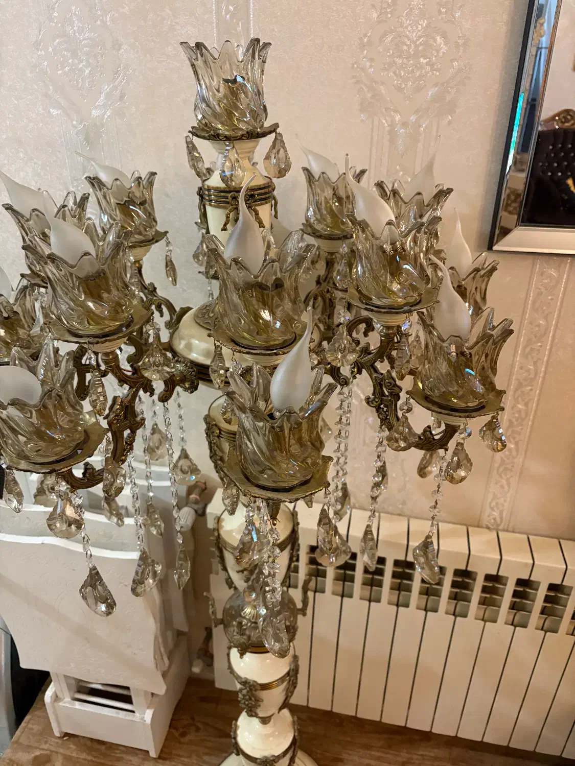 کنارسالنی برنزی ۸شاخه|چراغ خواب و آباژور|اردبیل, |دیوار