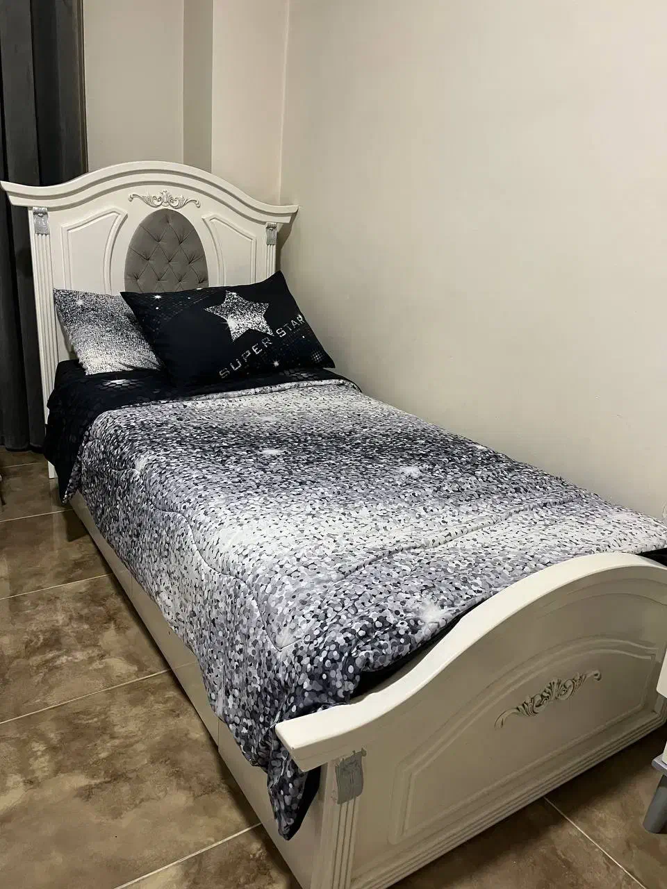 تخت تک نفره دخترانه|تخت و سرویس خواب|مشکیندشت, |دیوار