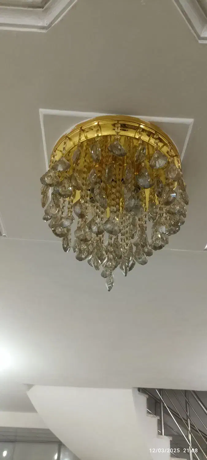 لوستر طلایی  ۱۰ شمع کاملا سالم|لوستر و چراغ آویز|قروه, |دیوار