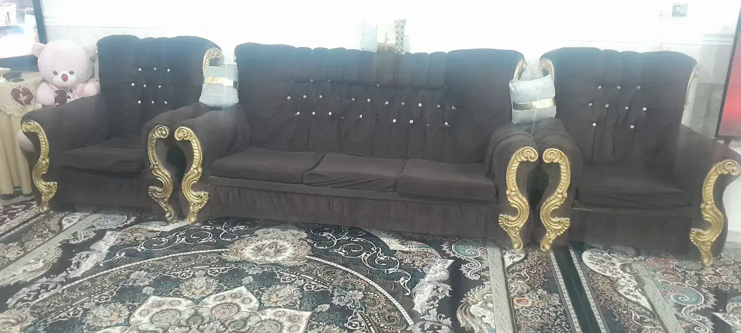 یک دست مبل کامل دسته دوم سالم وتمیز|مبلمان خانگی و میز عسلی|زابل, |دیوار