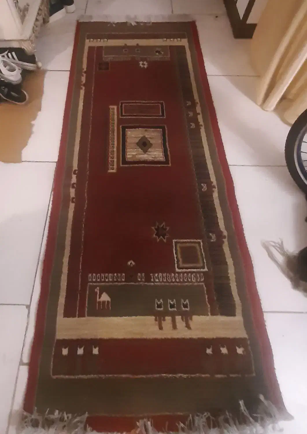 قالیچه دستباف طرح سنتی با نقوش هندسی و عشایری|فرش|پرند, فاز ۵|دیوار
