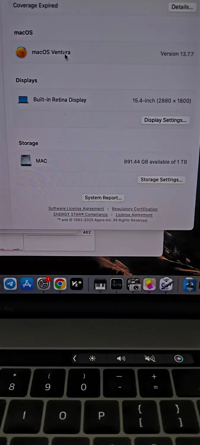 مک‌بوک پرو ۱۶ اینچ تاچ بارCore i7 رم۱۶ حافظه ۱ ترا|رایانه همراه|ملارد, |دیوار