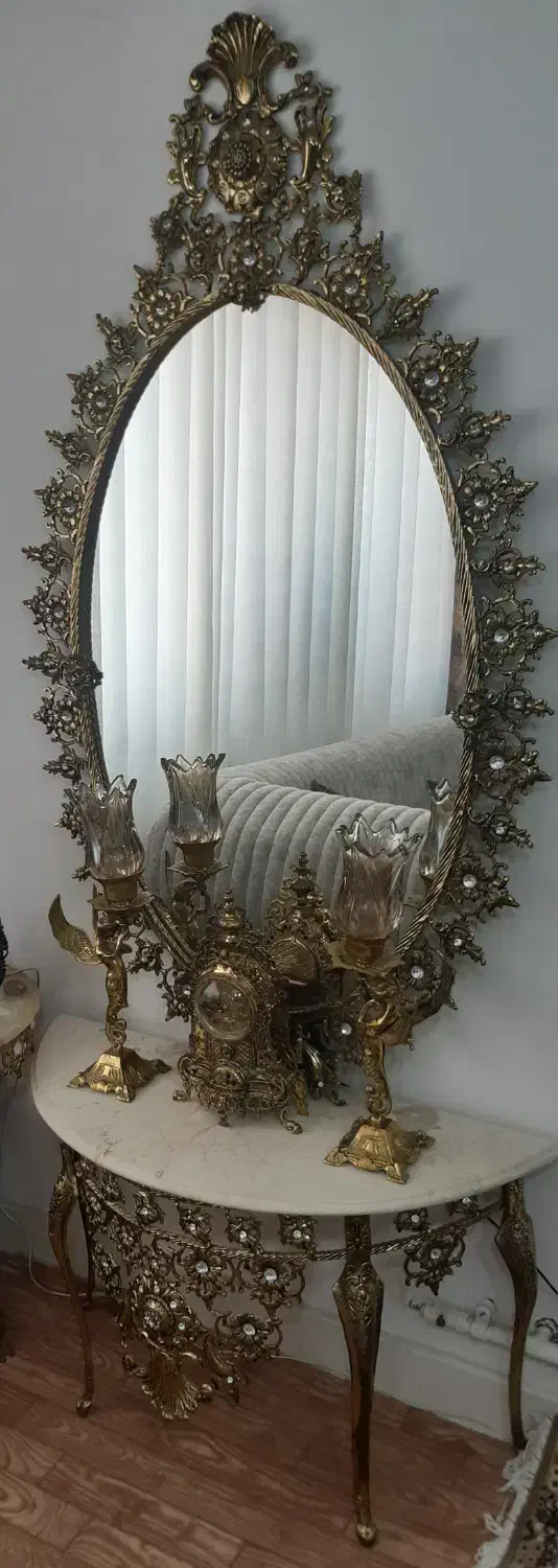 آئینه شمعدان برنج همراه باساعت|کلکسیون اشیاء عتیقه|تهران, افسریه شمالی|دیوار