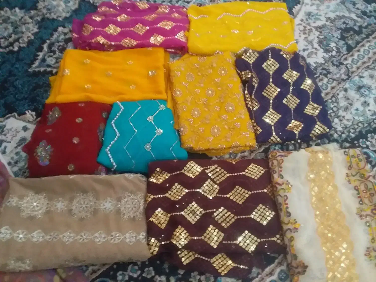 پارچه حریر سنگ دوز شده|لباس|کارون, |دیوار