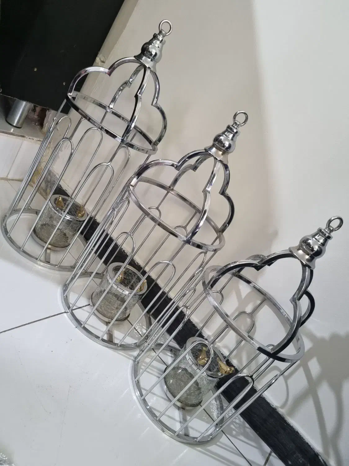 استند دکوری جاشمعی فانوسی استیل|صنایع دستی و سایر لوازم تزئینی|بافق, |دیوار