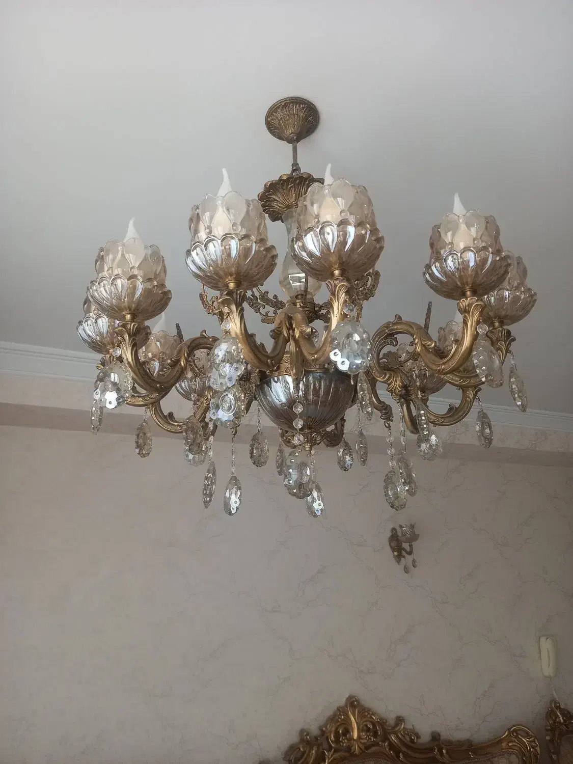 لوستر برنز طلایی جدید|لوستر و چراغ آویز|اهر, |دیوار