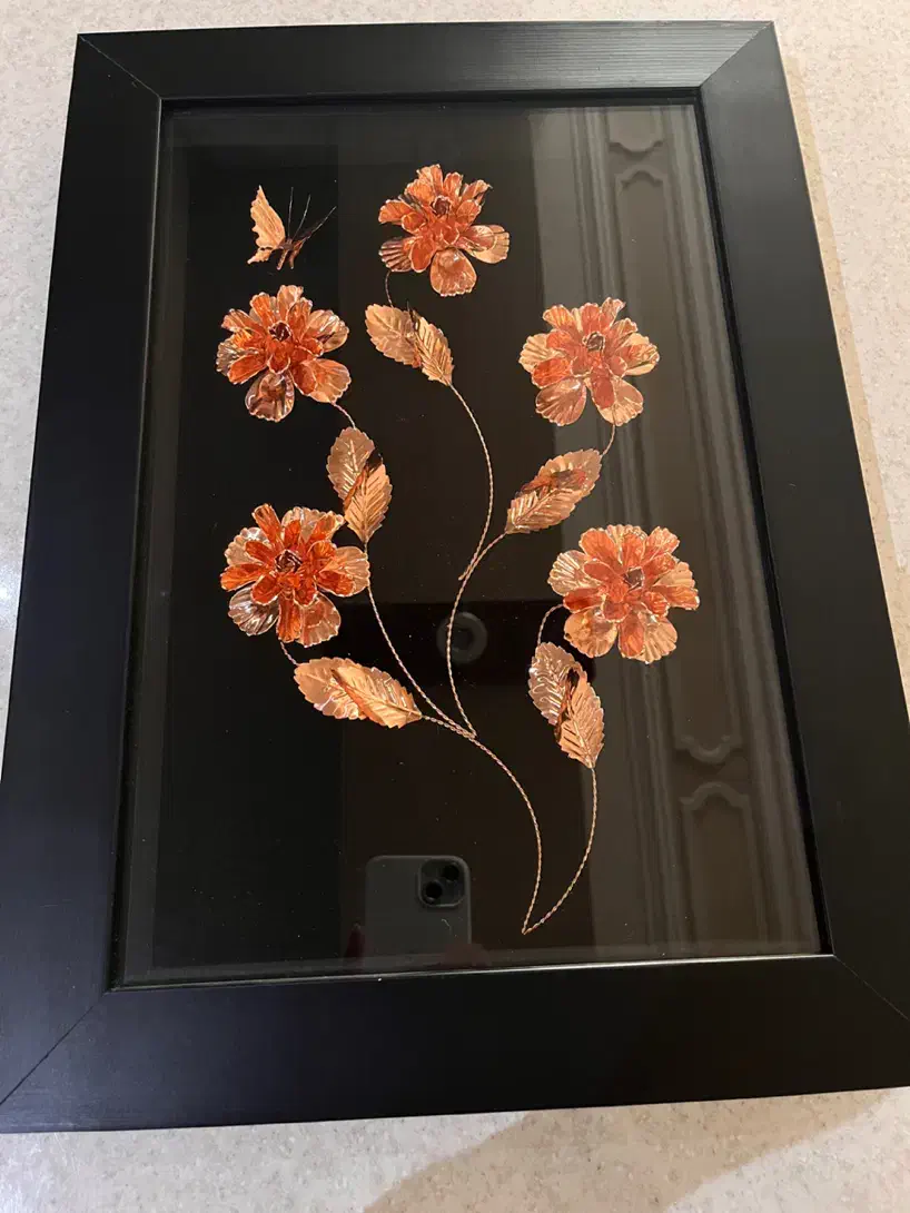 تابلو مسی ۵ گل و تک گل|کلکسیون اشیاء عتیقه|زنجان, |دیوار