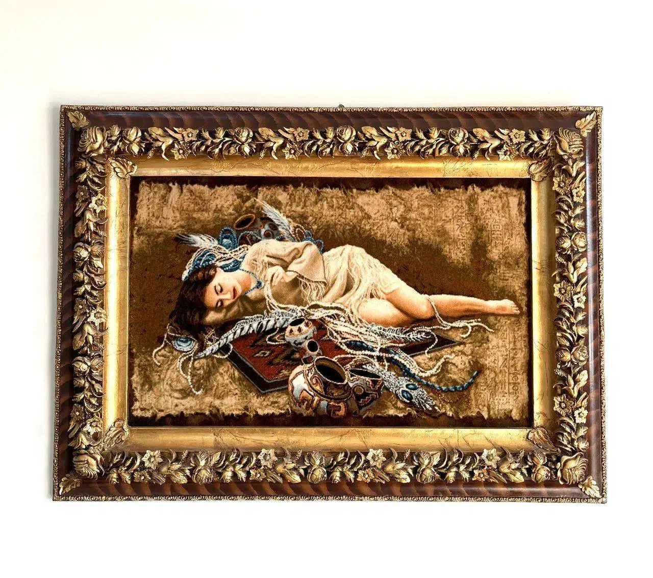 تابلو فرش دختر جواهر فروش|تابلو فرش|اصفهان, کساره|دیوار