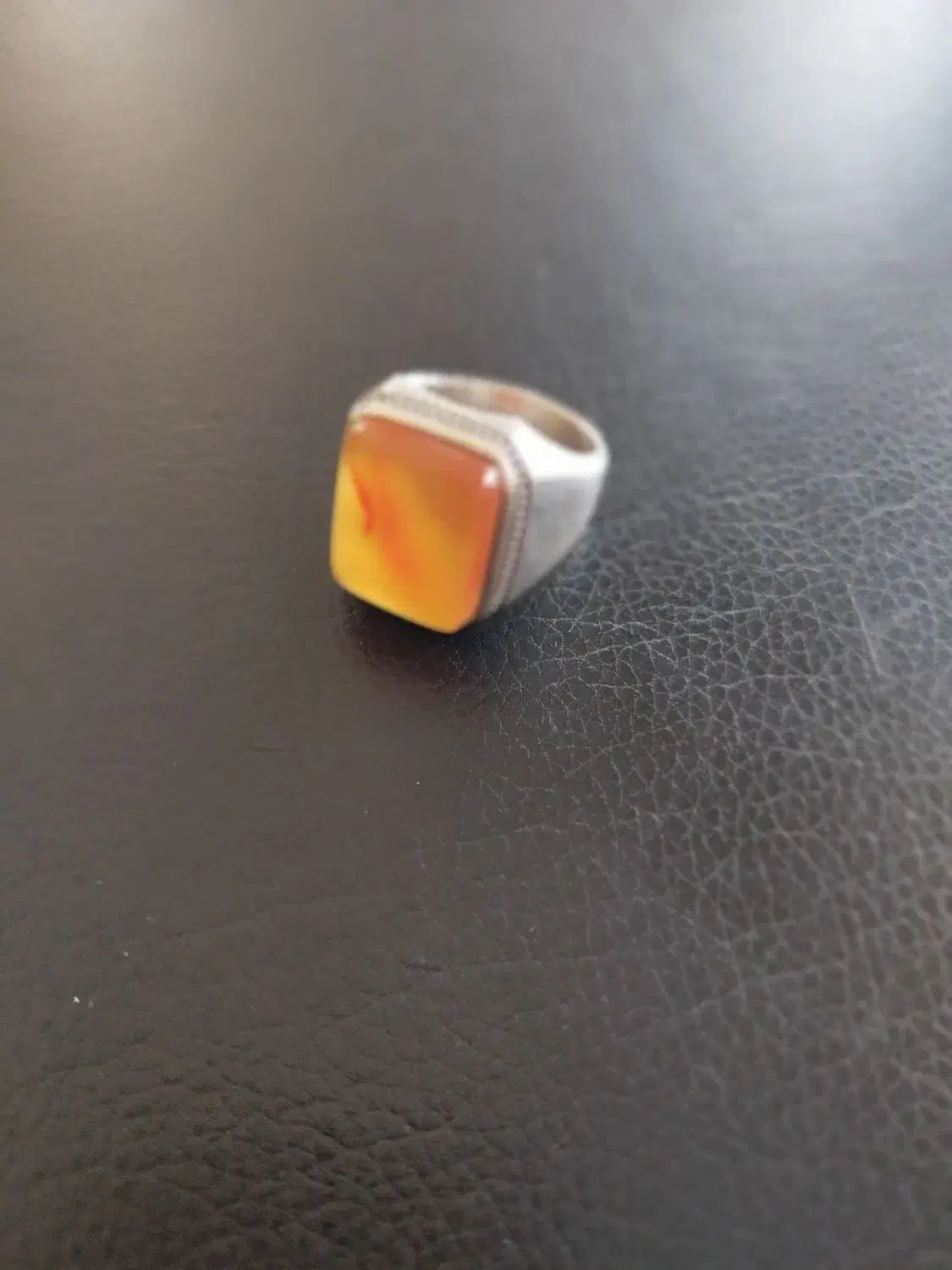 انگشتر نقره مردانه سایز ۶۴-۶۵ عقیق پرتقالی یمن اصل|جواهرات|سنندج, |دیوار