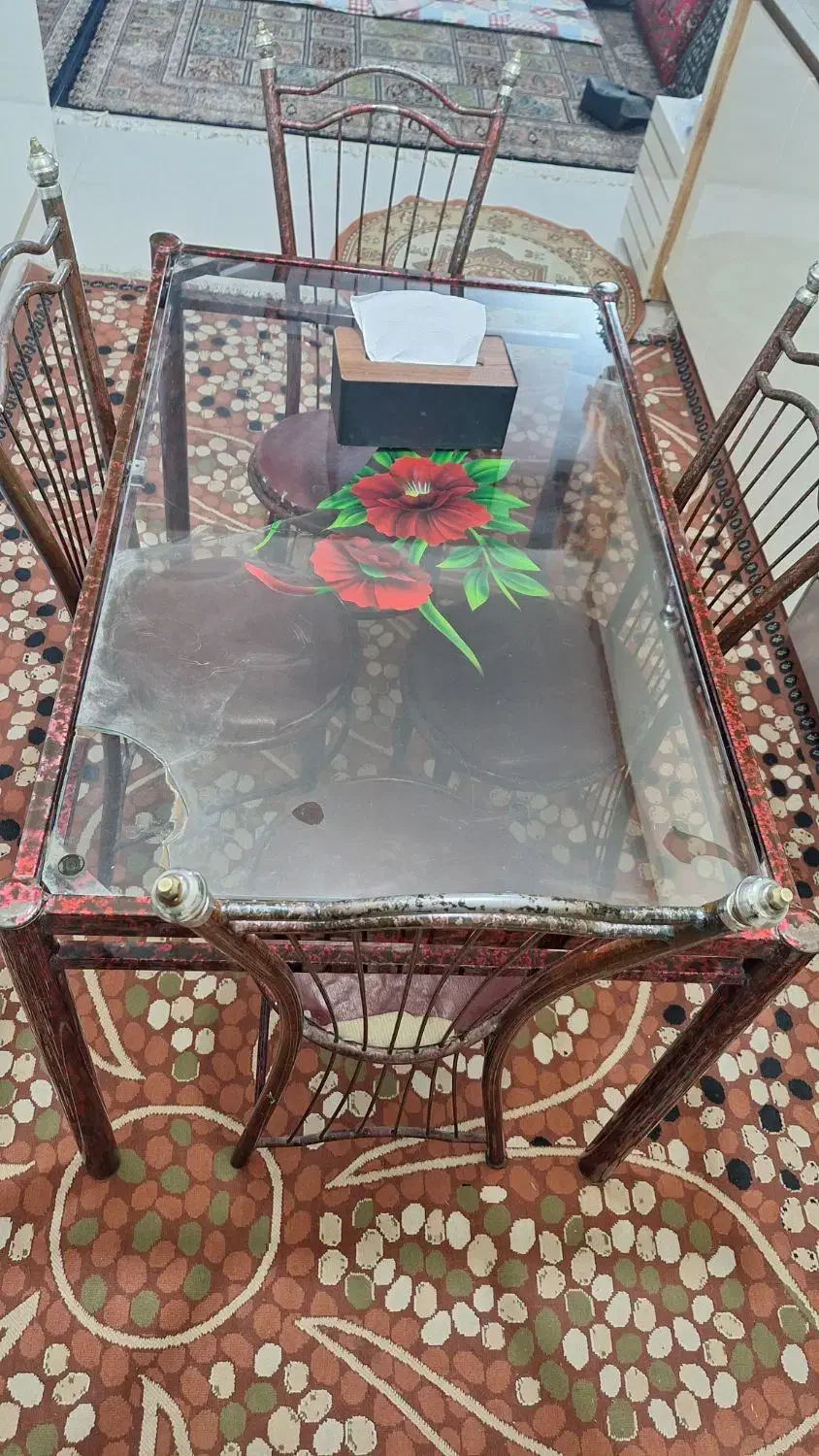 میز نهار خوری چهارنفره فرفوژه|میز و صندلی غذاخوری|اسفراین, |دیوار