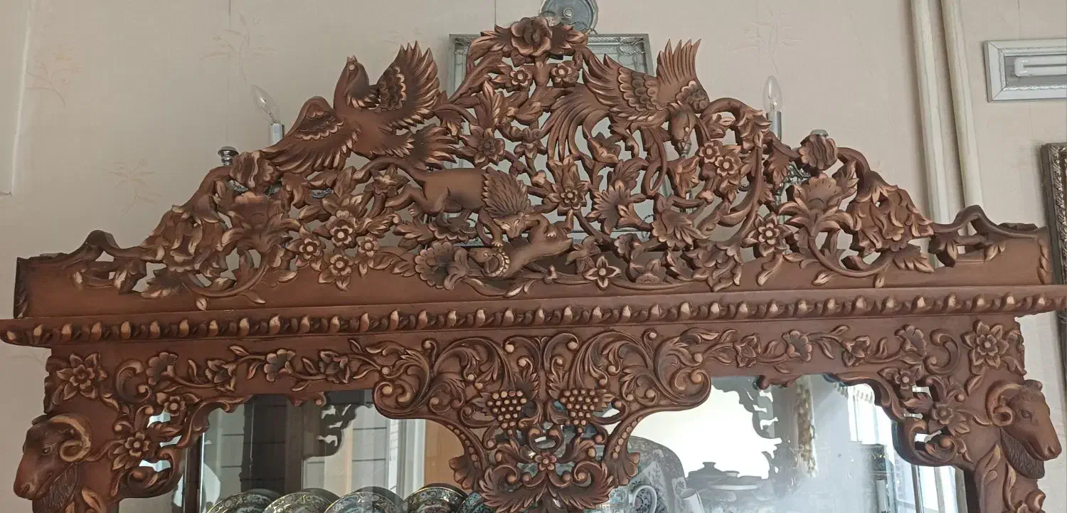 ویترین منبت کاری با چوب گردو|بوفه، ویترین، کنسول|برخوار, |دیوار