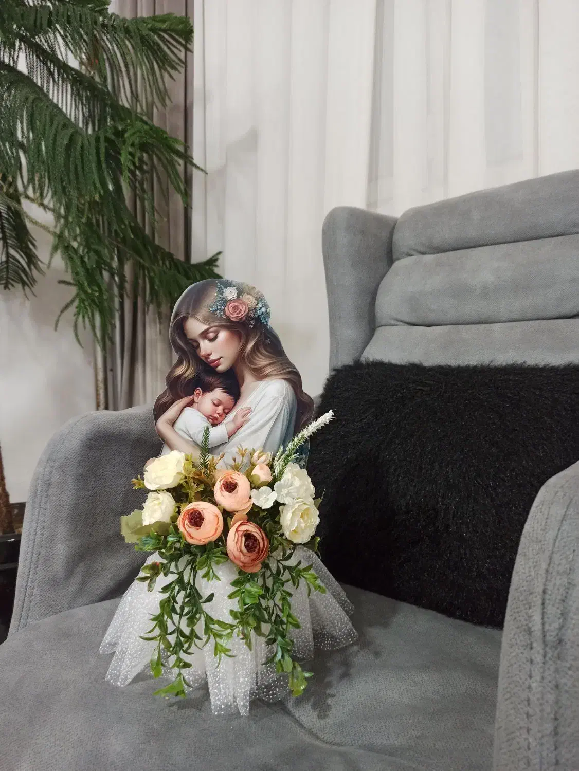 گل روز مادر دسته گل عروس|گل مصنوعی|میاندوآب, |دیوار