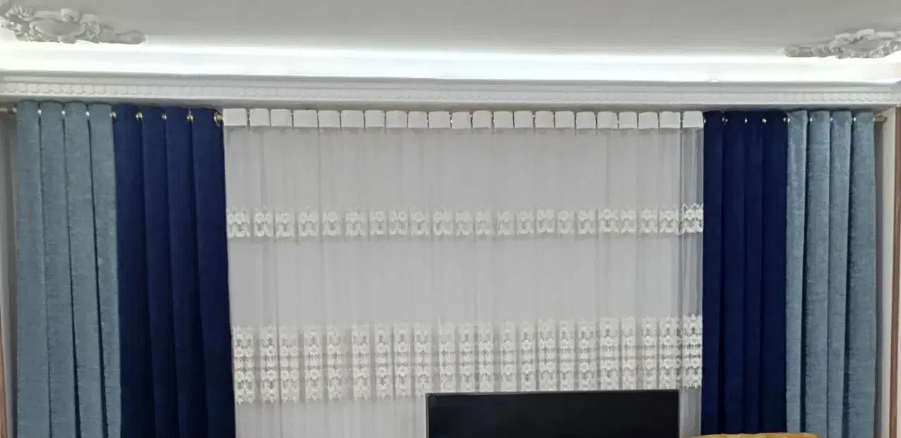 دو عدد والان سرمه ای پانچی درحد نو|پرده، رانر، رومیزی|محمدشهر, ولدآباد|دیوار