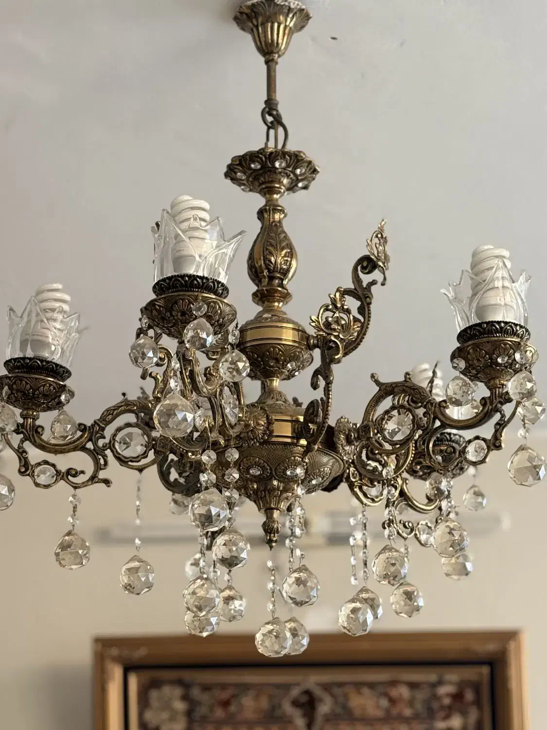 لوستر برنجی ۵ شاخه|لوستر و چراغ آویز|تهران, والفجر (افسریه)|دیوار