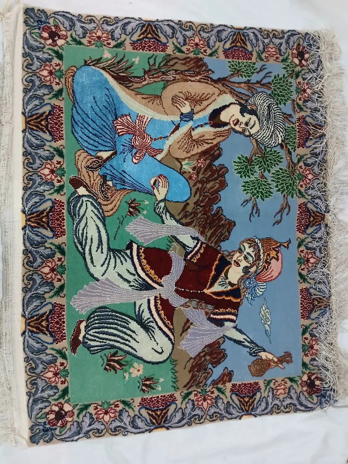 قالیچه ابریشم دست بافت|تابلو فرش|اصفهان, شهید رجایی|دیوار