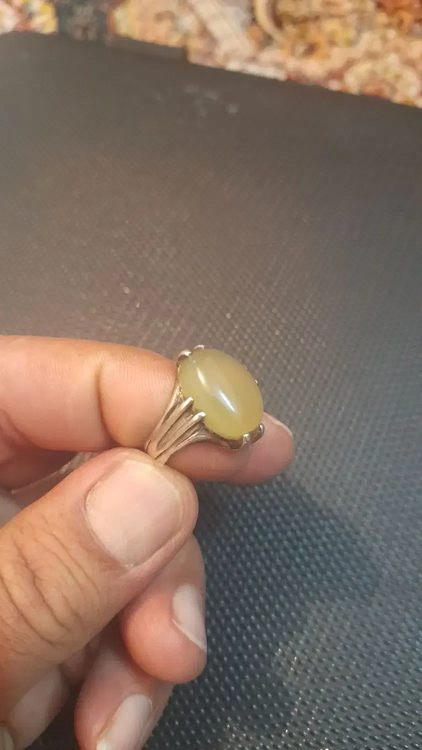 انگشتر نقره عقیق عسلی|زیورآلات و اکسسوری|آباده, |دیوار