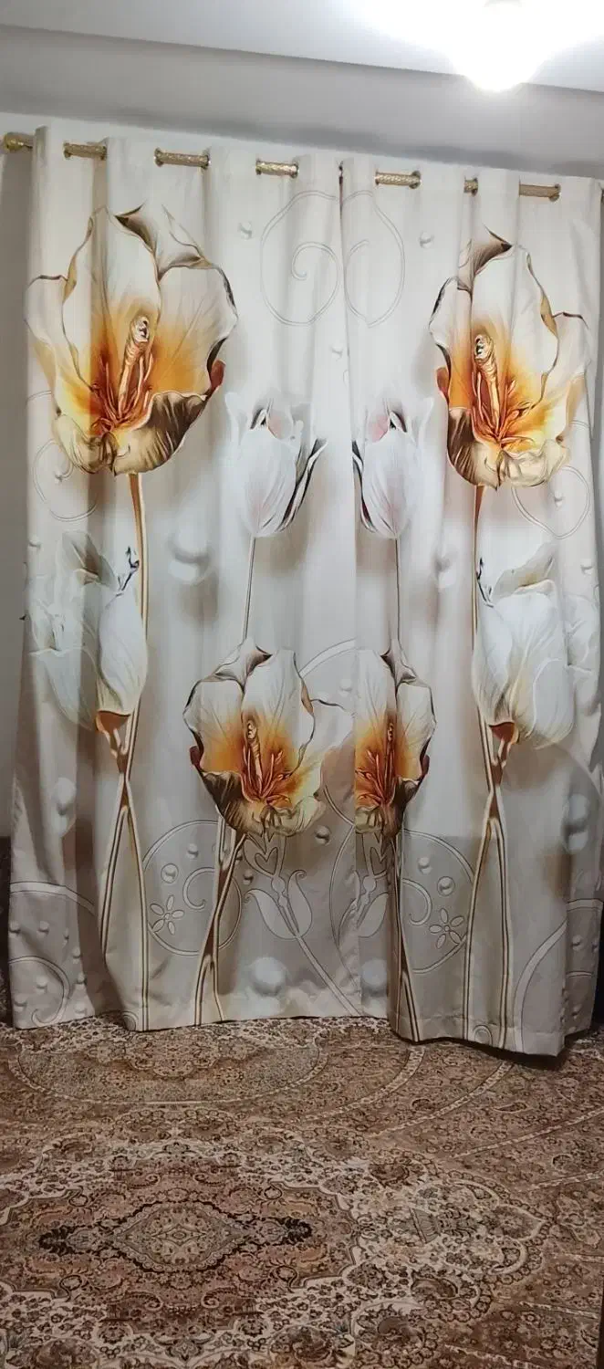 پرده پانچی طرح گل|پرده، رانر، رومیزی|قرچک, زیبا شهر|دیوار