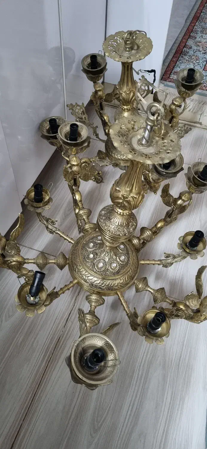 لوستر ۱۰ شاخه ی برنجی|لوستر و چراغ آویز|پاکدشت, پاکدشت (مامازند)|دیوار