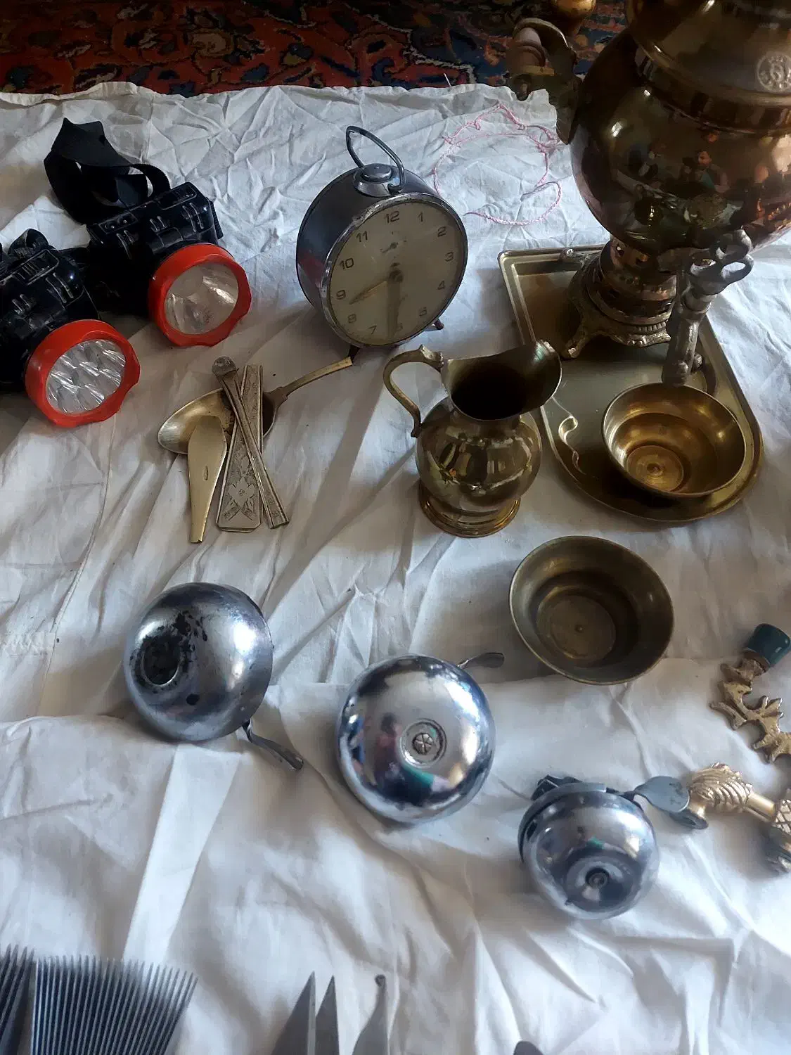 سماور برنجی وسیله قدیمی|کلکسیون اشیاء عتیقه|گلپایگان, |دیوار