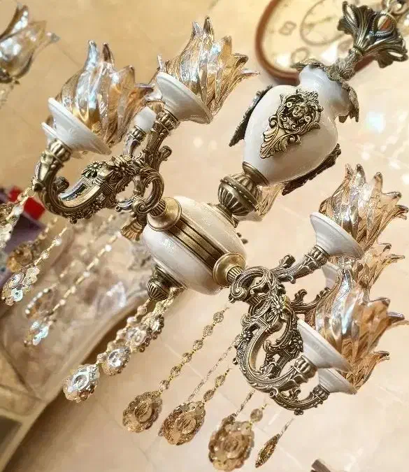 لوستر دوگل بزرگ استاتیک آنتیک ۴شاخه ۸لامپ بزرگ اصل|لوستر و چراغ آویز|تبریز, |دیوار