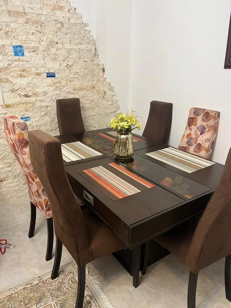 میز نهارخوری ۶نفره چوبی|میز و صندلی غذاخوری|بندر انزلی, مسکن مهر|دیوار