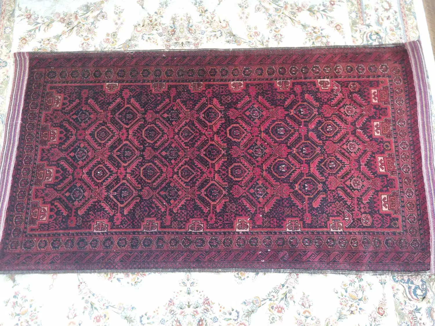 گلیم دست باف پرگره پشمی جاجیم دوزی شده ،شب چله|گلیم، جاجیم، گبه|مشهد, کوه سنگی|دیوار