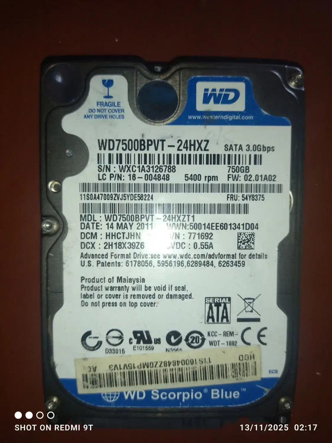 هارددیسک ۷۵۰گیگابایتی|قطعات و لوازم جانبی رایانه|تایباد, |دیوار