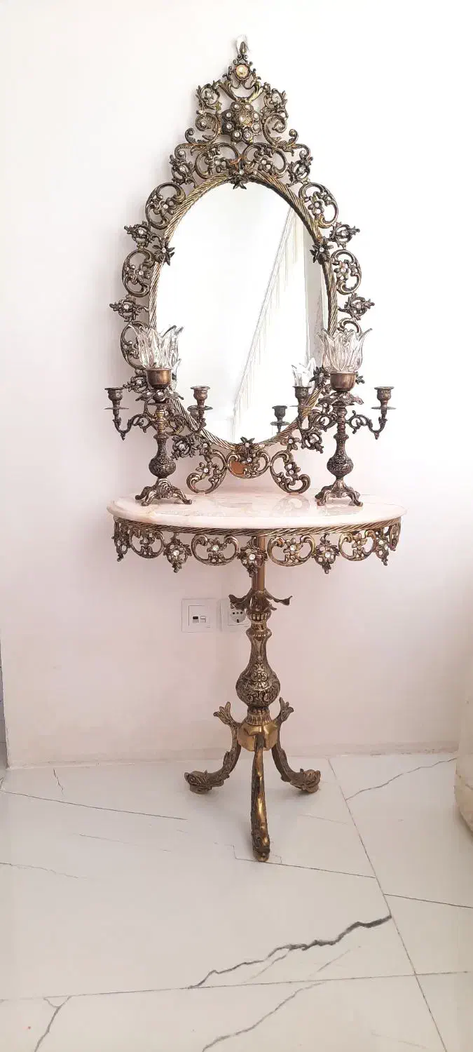 آیینه و شعمدان  و پایه اصل برنز سنگین|صنایع دستی و سایر لوازم تزئینی|اردبیل, |دیوار