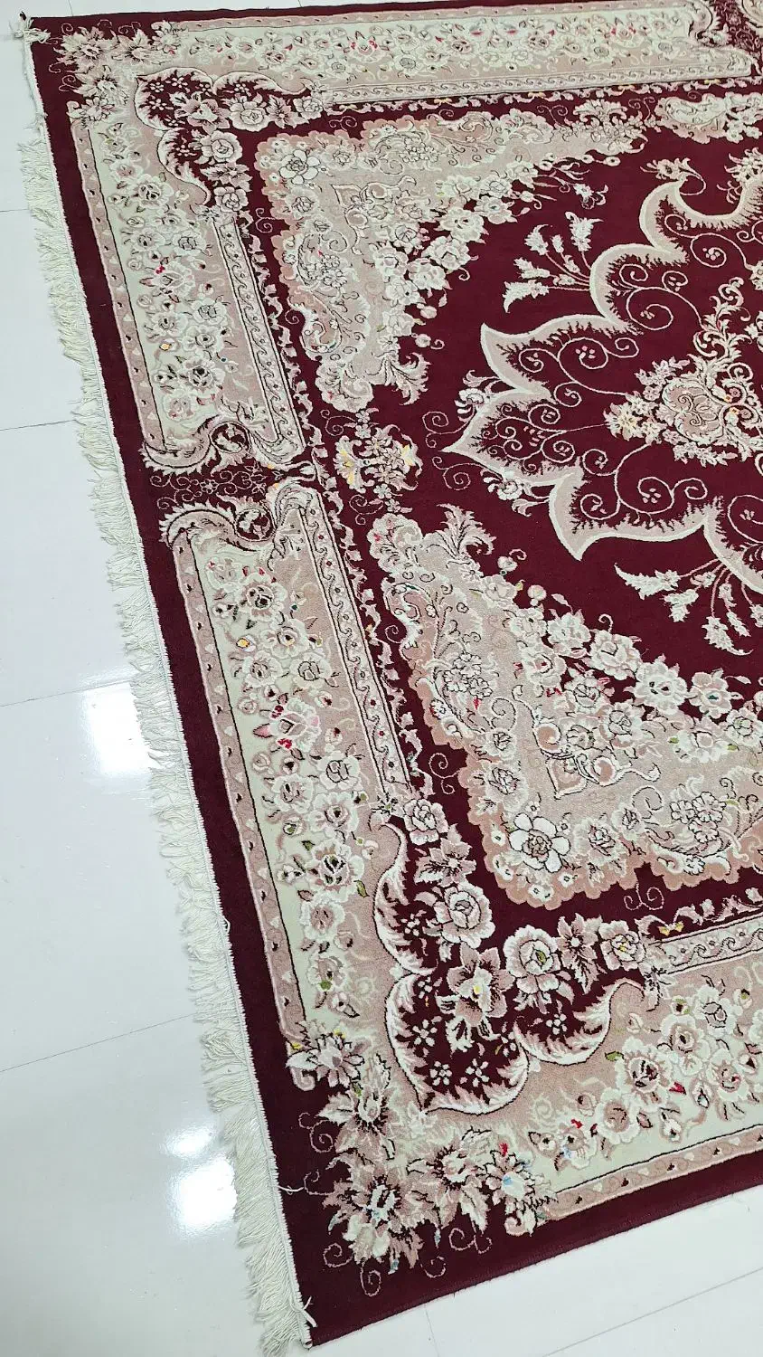 چهار تخته فرش12متری کرم زرشکی در حد نو|فرش|ایلام, |دیوار