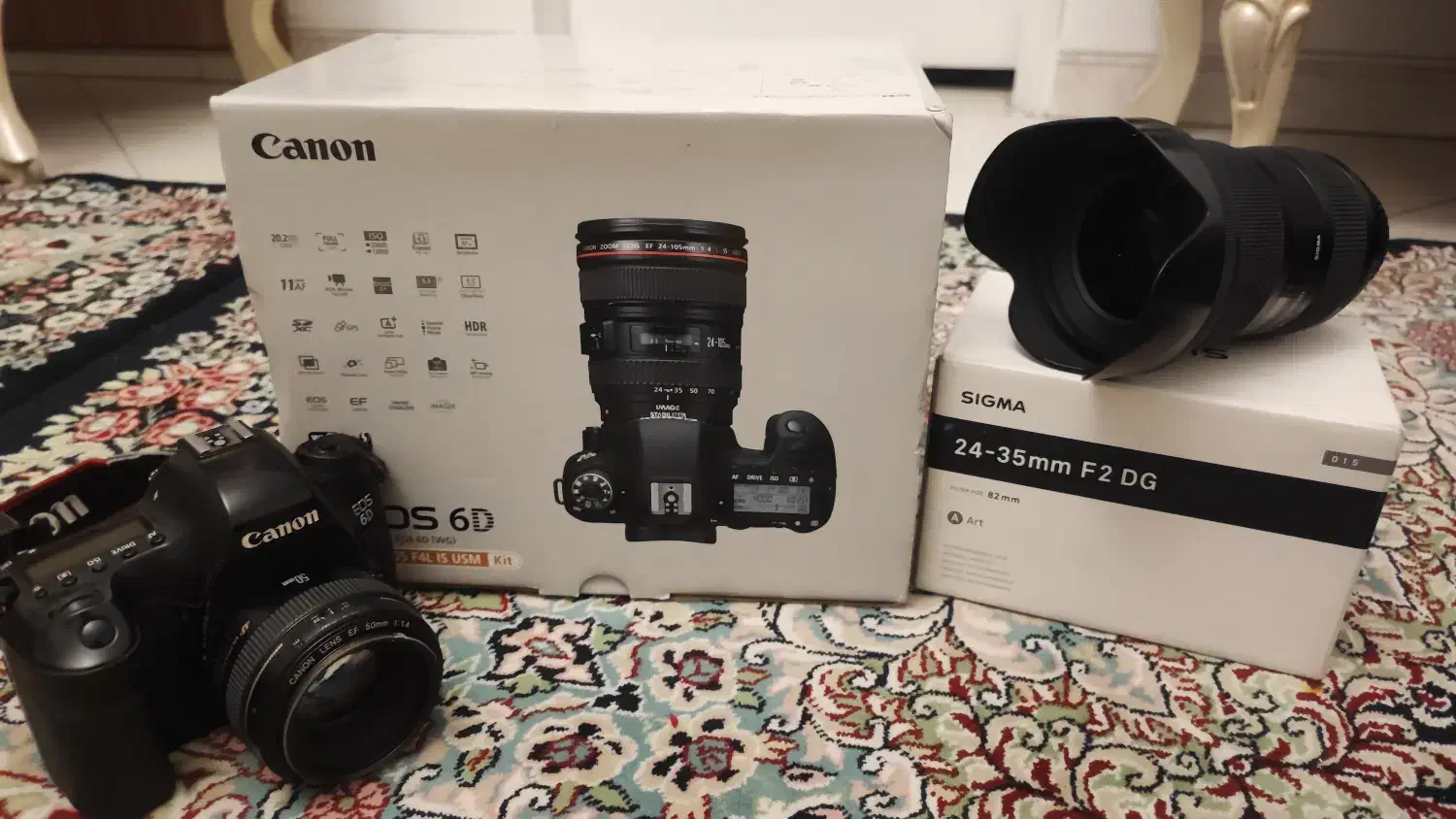 دوربین 6D و ۲ لنز با متعلقات|دوربین عکاسی و فیلم‌برداری|تهران, سیمای ایران|دیوار