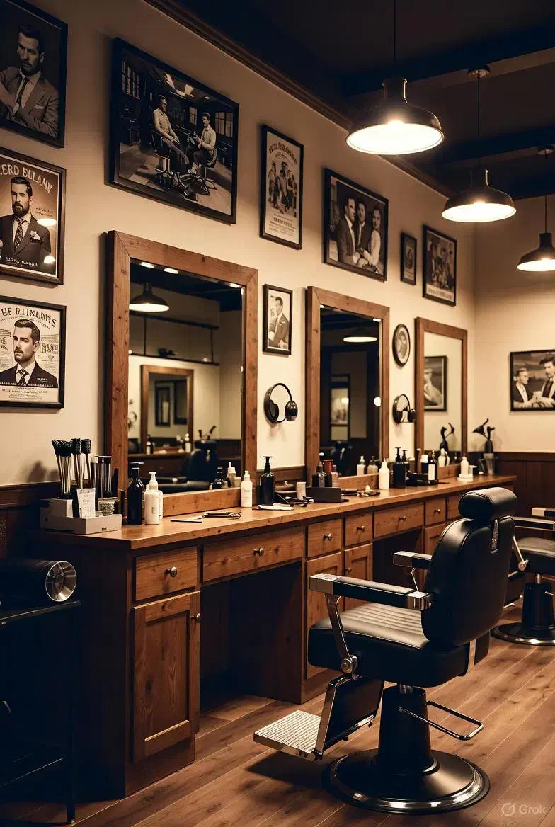 آرایشگاه مردانه رایگان|خدمات آرایشگری و زیبایی|صحنه, |دیوار